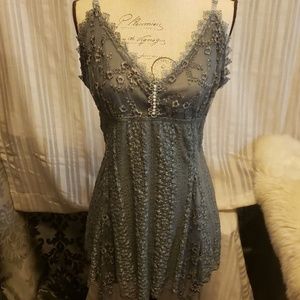 Camisole, Blue, fine quality lace.